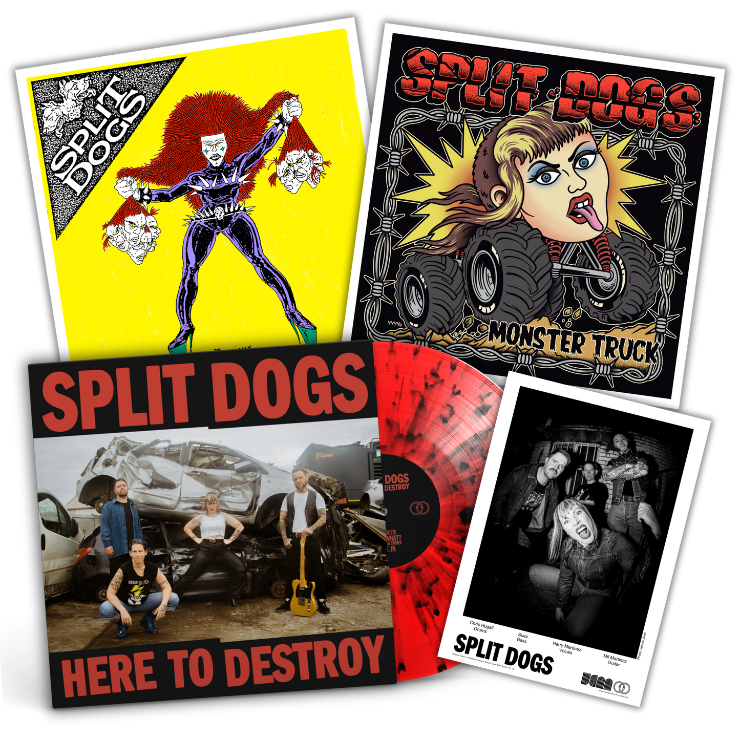 Split Dogs - Here To Destroy - Vinyl & Signed Print Bundle