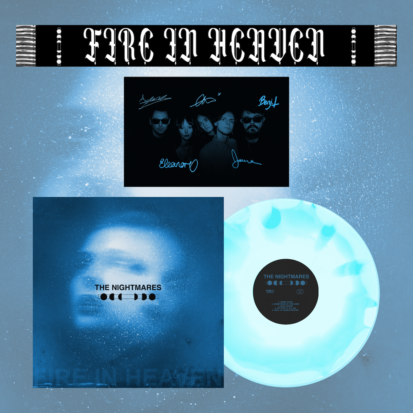 The Nightmares - Fire In Heaven Winter Bundle - Signed Print, Vinyl and Scarf