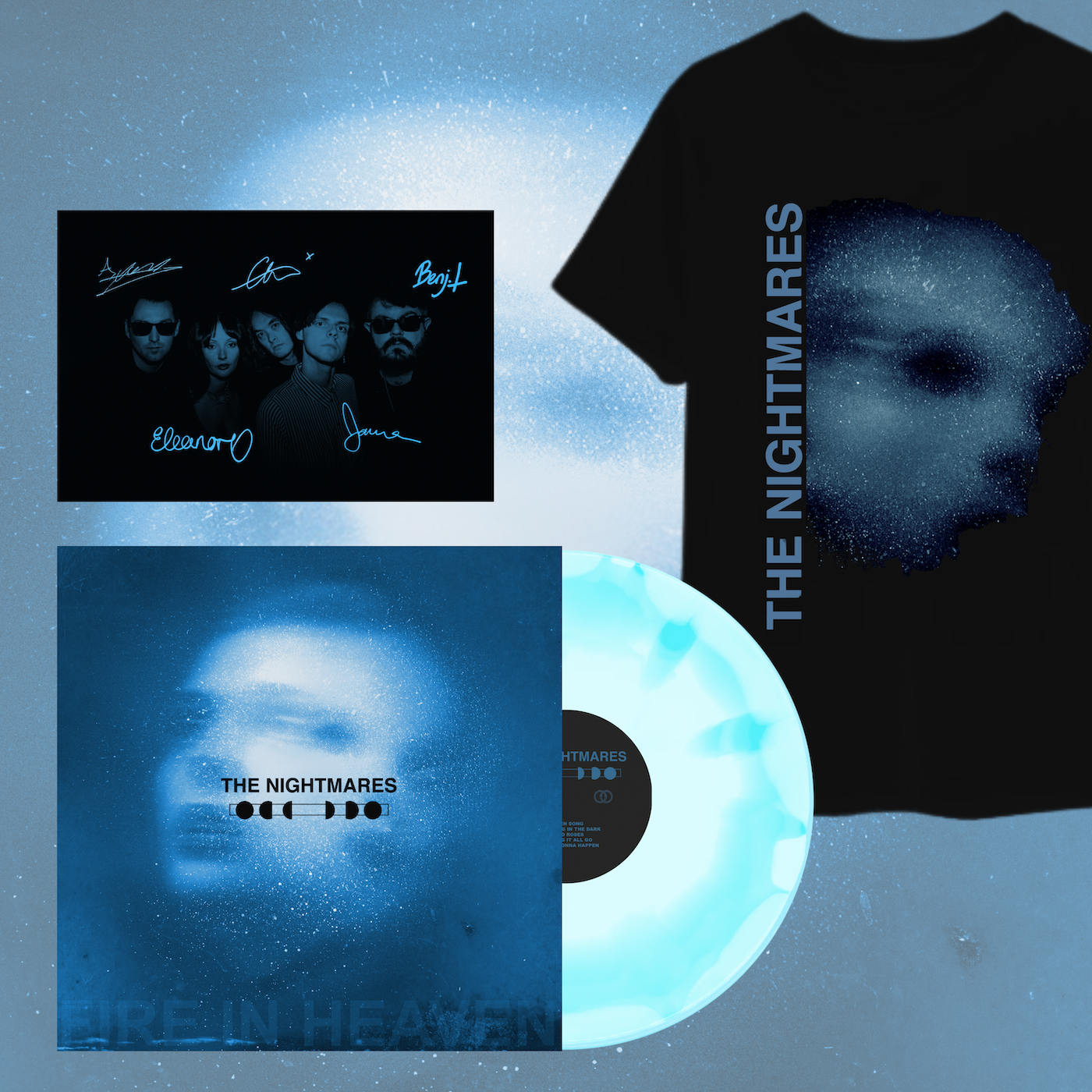 The Nightmares - Fire In Heaven Signed Print, Vinyl and T-Shirt